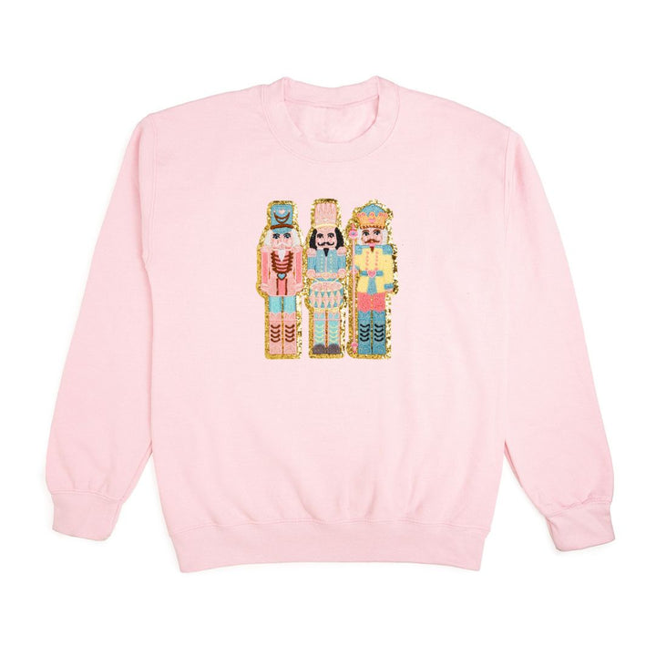 Nutcracker Patch Christmas Adult Sweatshirt - Pink
