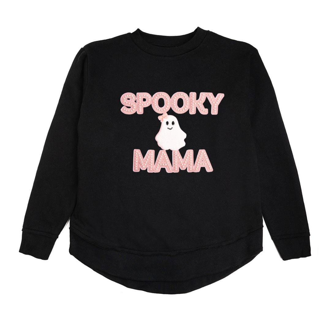 Spooky Mama Patch Halloween Women's Sweatshirt - Black