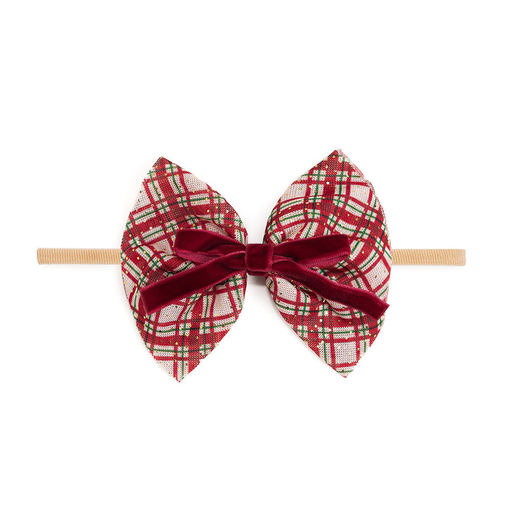 Christmas Plaid Layered Bow Baby Headband