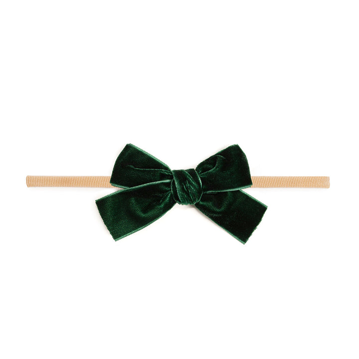 Emerald Green Velvet Bow Christmas Baby Headband