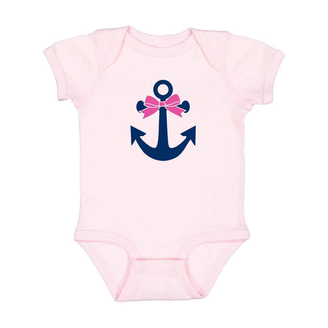 Anchor Bow Short Sleeve Bodysuit - Ballet