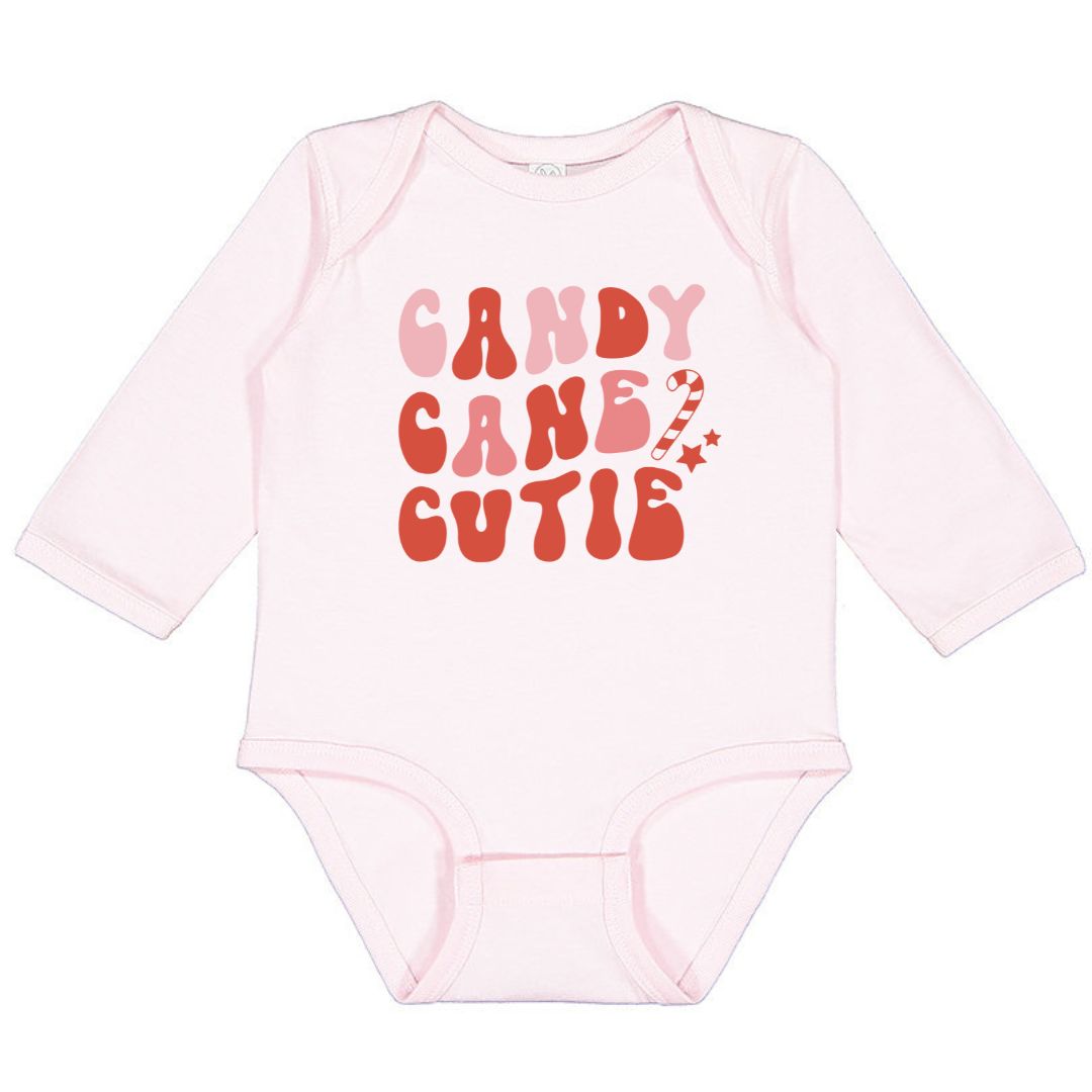 Candy Cane Cutie Christmas Long Sleeve Bodysuit - Ballet