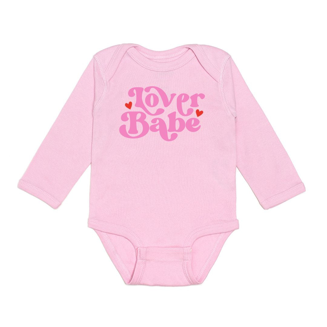 Lover Babe Valentine's Day Long Sleeve Bodysuit - Pink