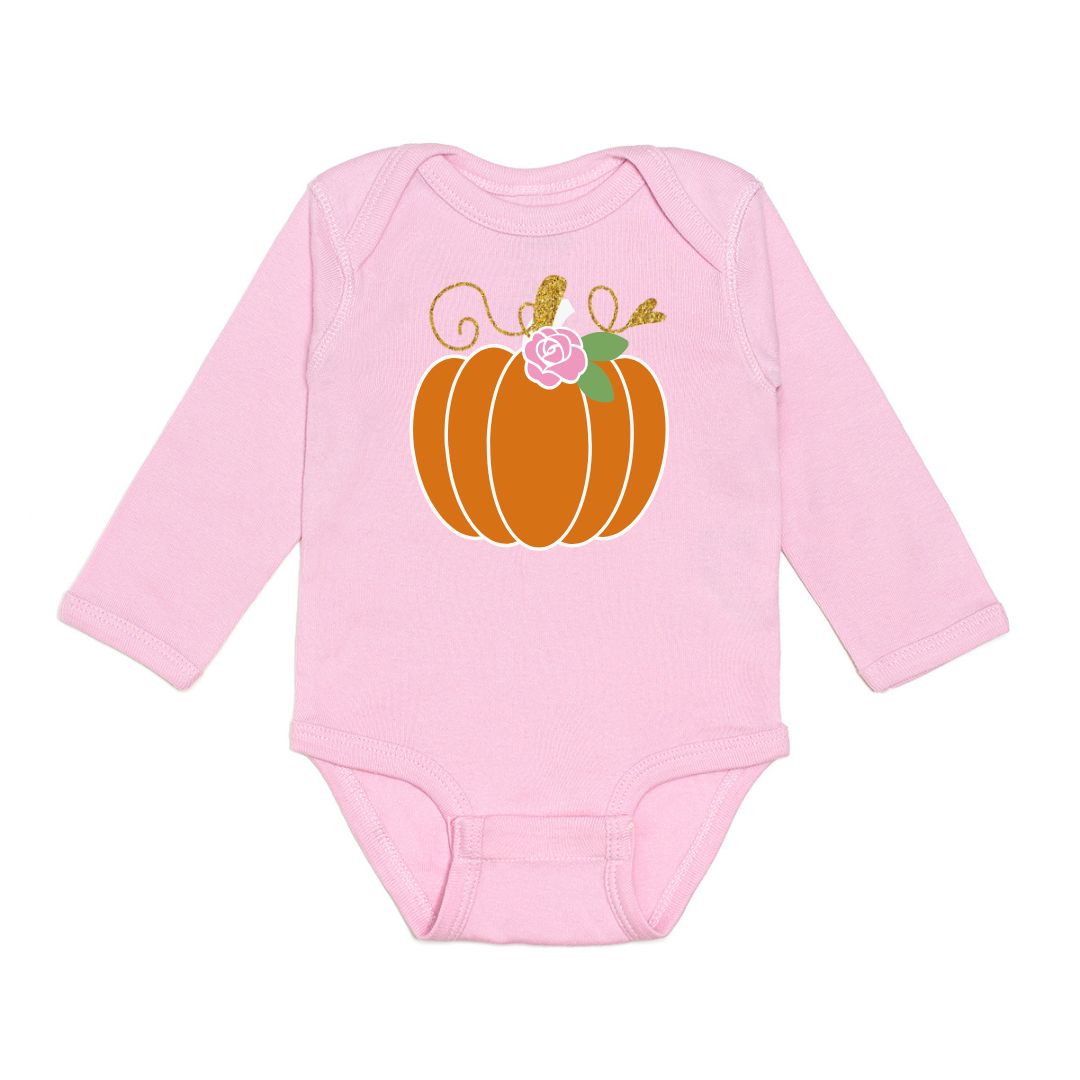 Pumpkin Rose Long Sleeve Bodysuit - Pink