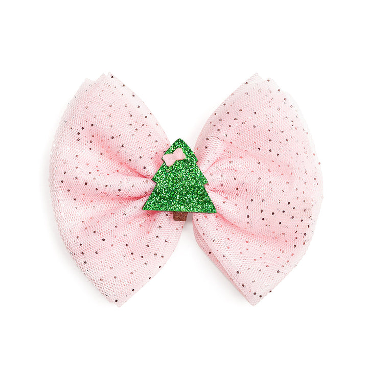 Christmas Tree Tulle Bow Clip