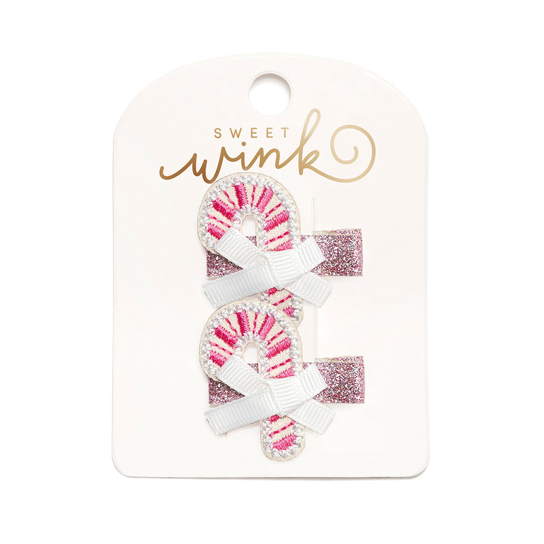 Pink Christmas Candy Cane Clip Set