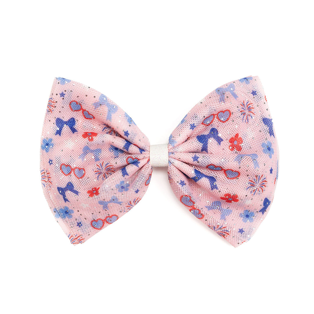 Red, White, & Cute Tulle Bow Clip