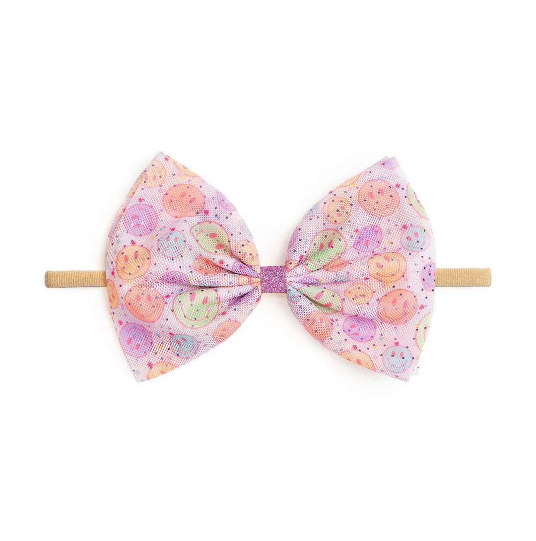 Smiley Face Tulle Bow Baby Headband
