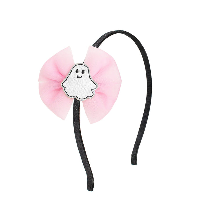 Coquette Tulle Ghost Bow Halloween Headband