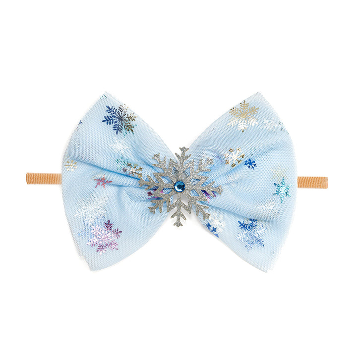 Snow Princess Iridescent Tulle Bow Baby Headband