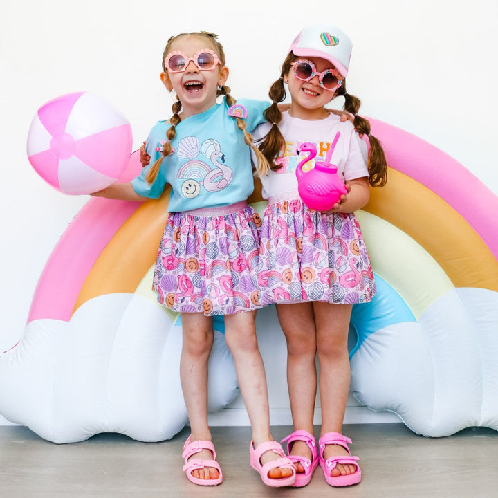 Rainbow Heart Patch Trucker Hat - Pink/White