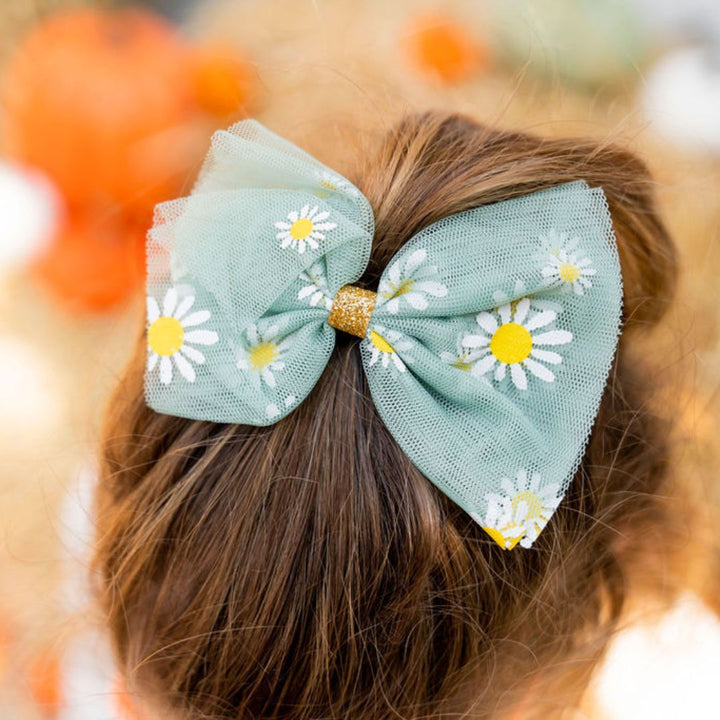 Sage Daisy Bow Clip