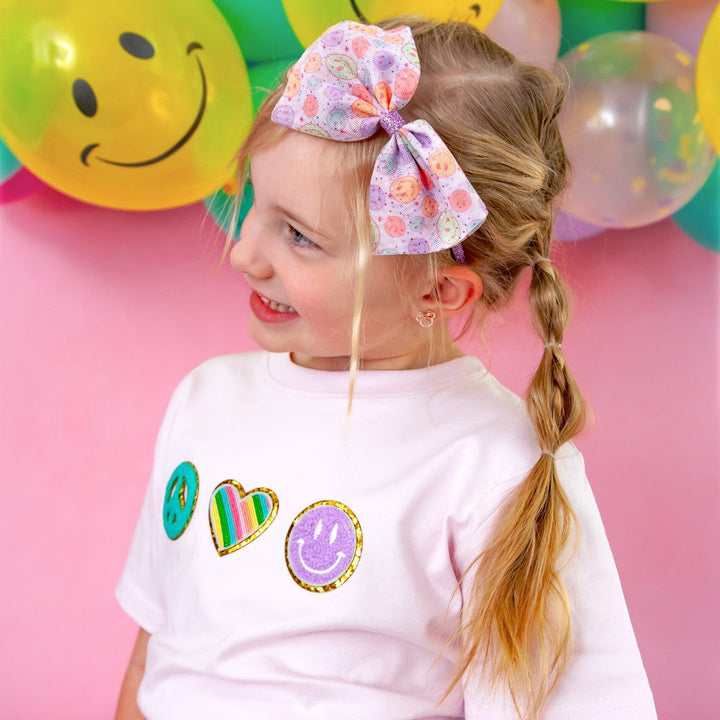 Smiley Face Tulle Bow Headband
