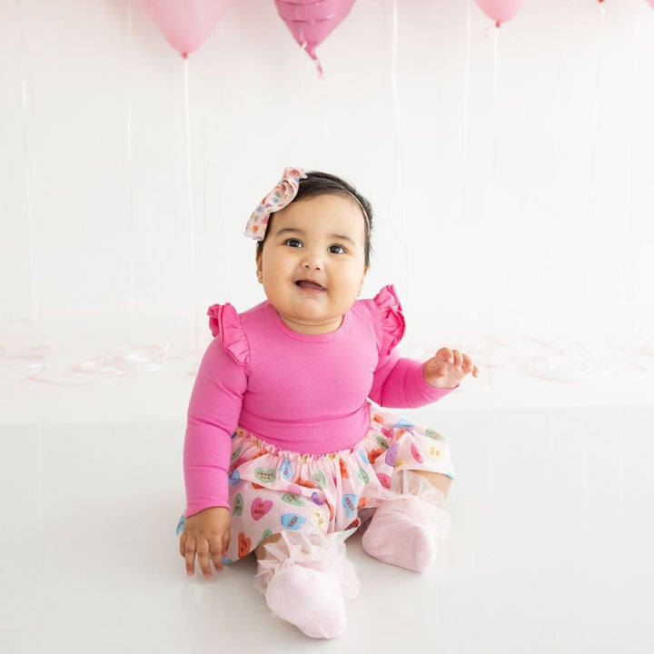 Candy Hearts Valentine's Day Tulle Bow Baby Headband