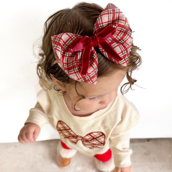 Christmas Plaid Layered Bow Baby Headband