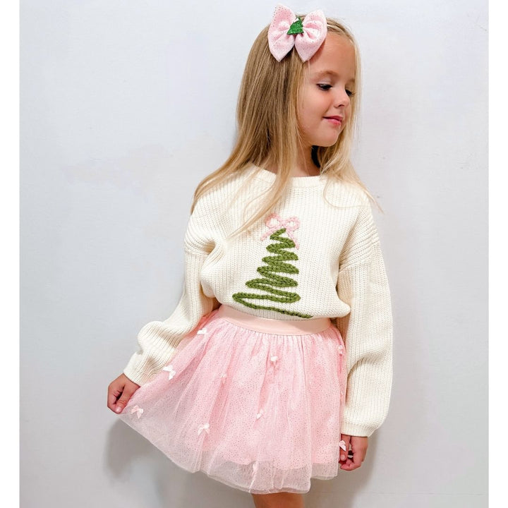 Christmas Tree Tulle Bow Clip