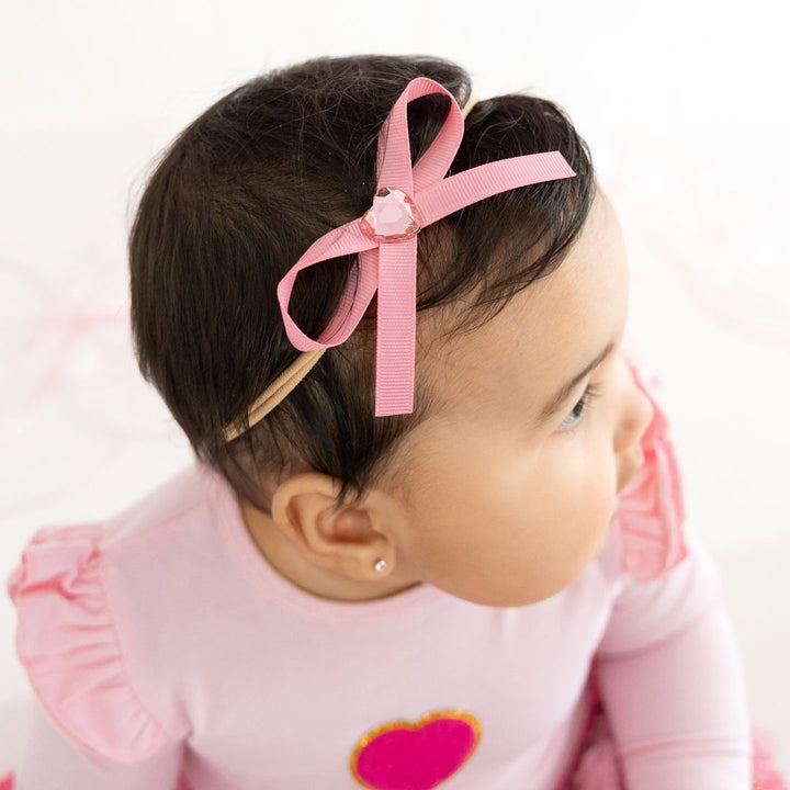 Dainty Heart Bow Baby Headband