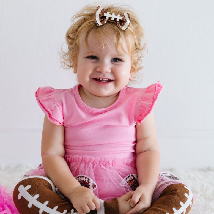Football Glitter Bow Baby Headband