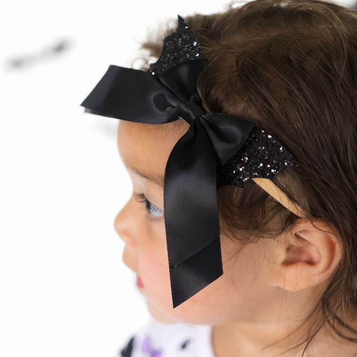 Glitter Bat Halloween Coquette Bow Baby Headband