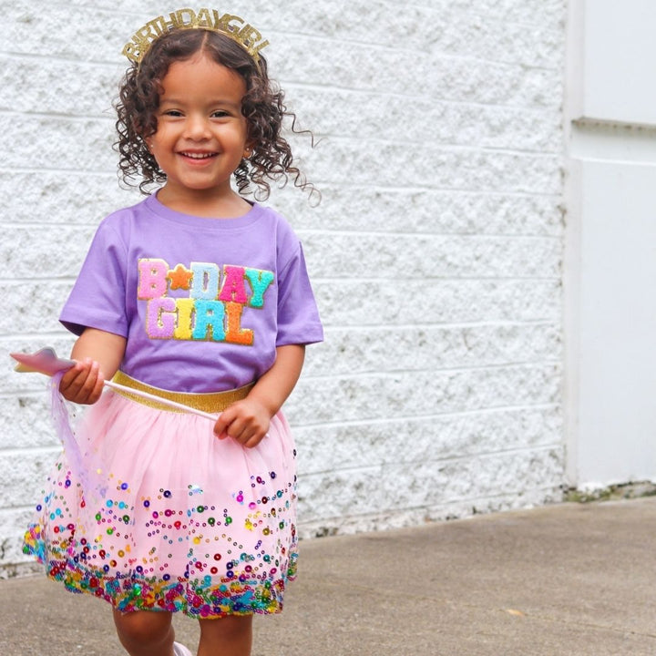 Birthday Girl Patch Short Sleeve T-Shirt - Lavender