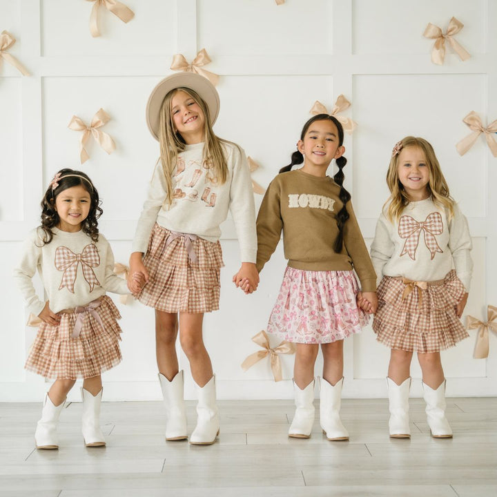 Gingham Printed Tulle Bow Clip Set