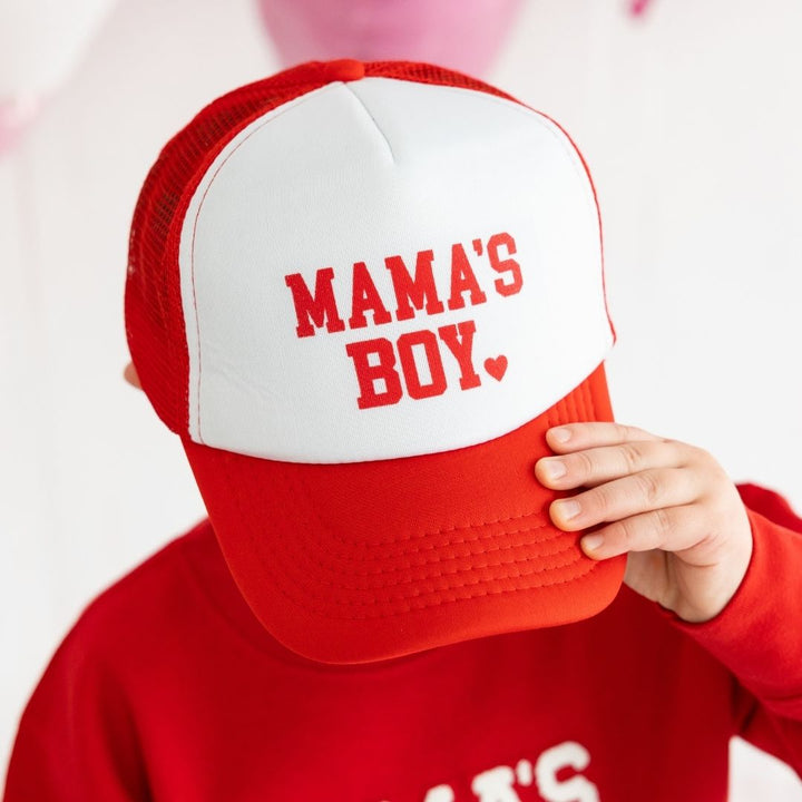 Mama's Boy Valentine's Day Trucker Hat - Red/White