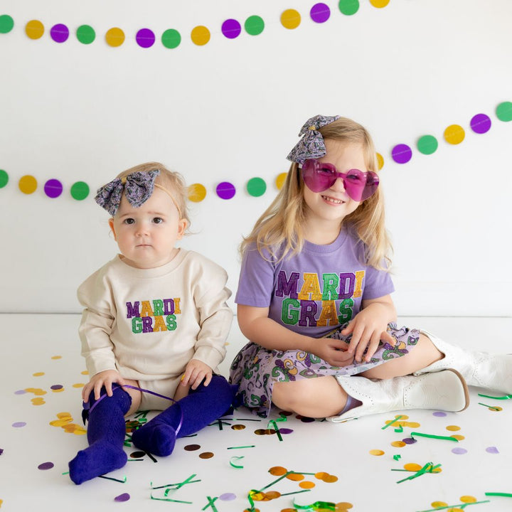 Mardi Gras Tulle Bow Baby Headband