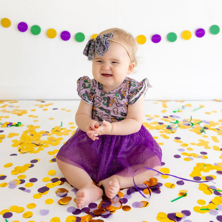 Mardi Gras Tulle Bow Baby Headband