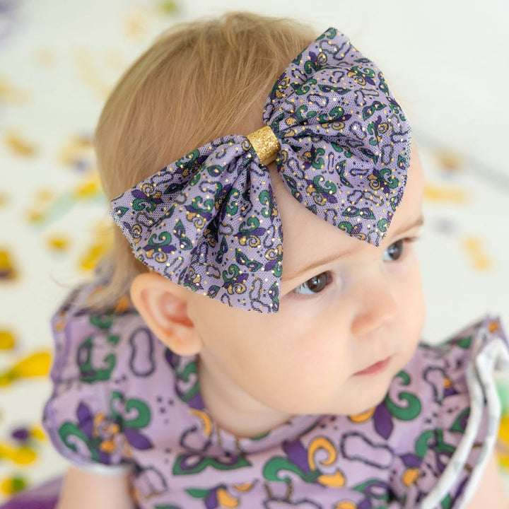 Mardi Gras Tulle Bow Baby Headband