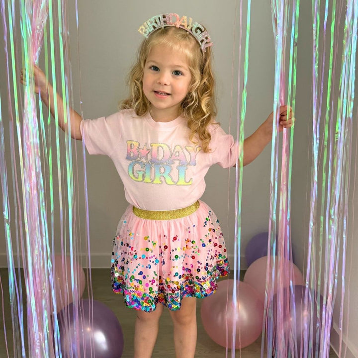 Pastel Rainbow BDay Girl Patch Short Sleeve T-Shirt - Ballet