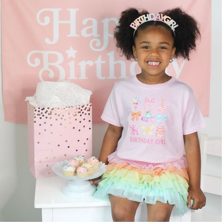 Pastel Rainbow Birthday Girl Headband