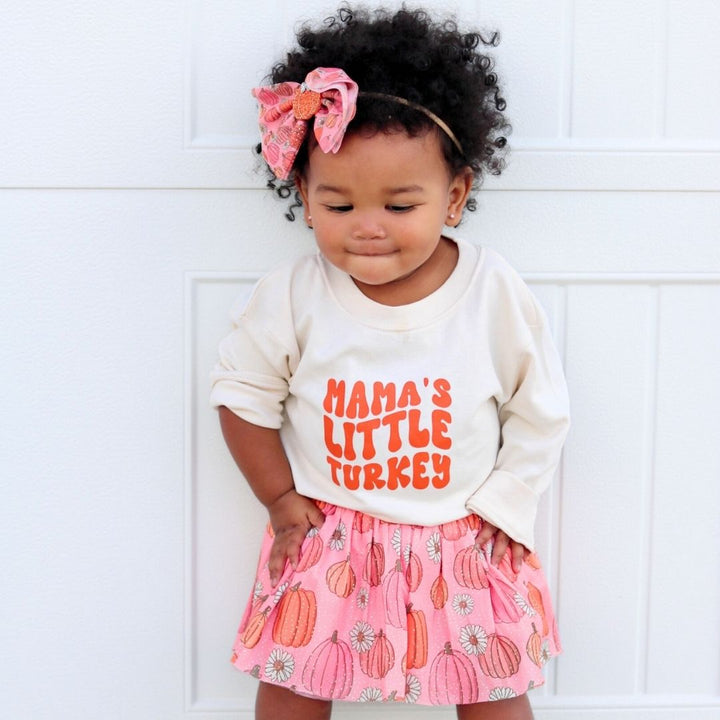 Pumpkin Daisy Blush Tulle Bow Baby Headband