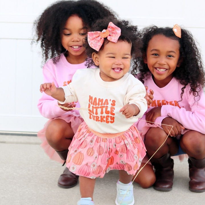 Pumpkin Daisy Blush Tulle Bow Baby Headband