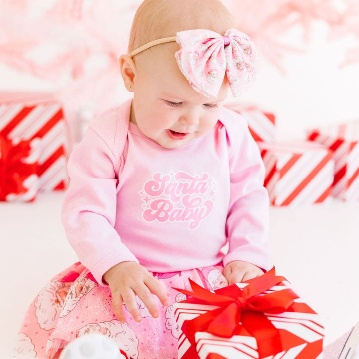 Retro Santa Christmas Tulle Bow Baby Headband