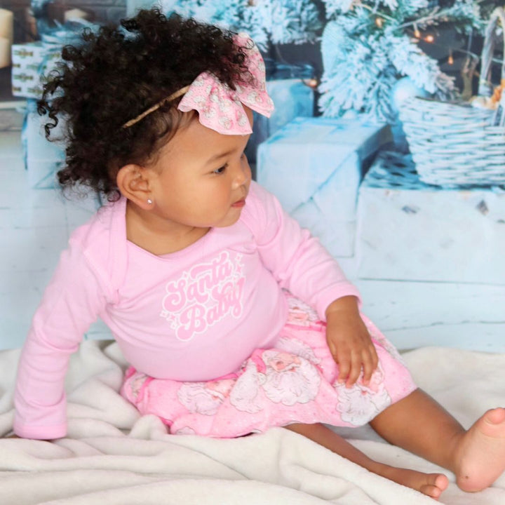 Retro Santa Christmas Tulle Bow Baby Headband