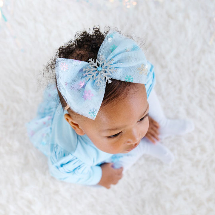 Snow Princess Iridescent Tulle Bow Baby Headband