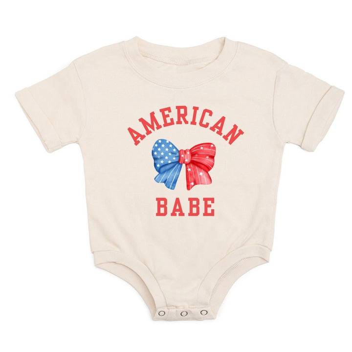 American Babe Short Sleeve Romper - Natural