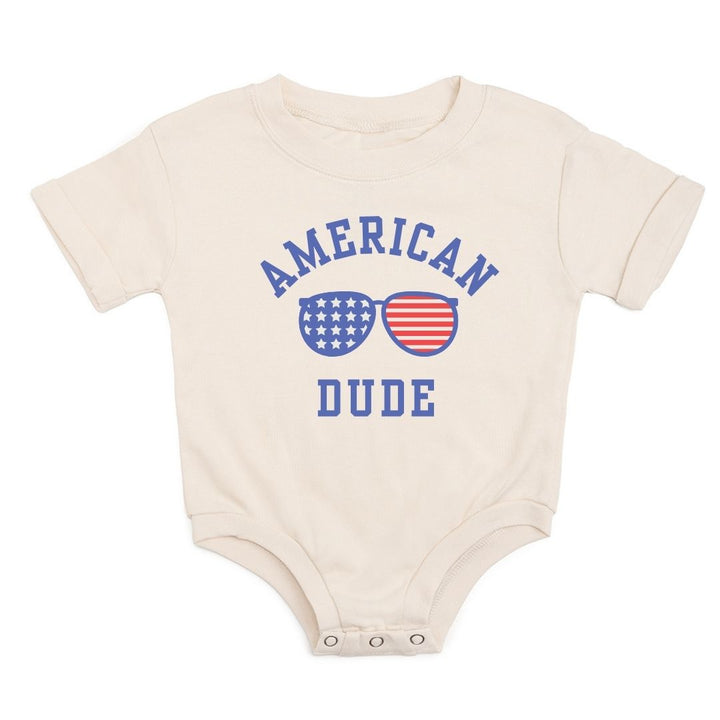 American Dude Short Sleeve Romper - Natural
