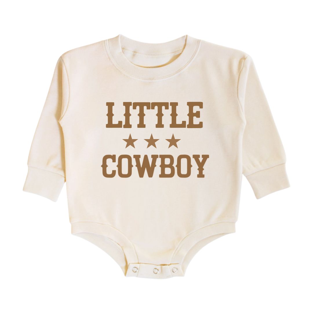 Little Cowboy Long Sleeve Romper - Natural
