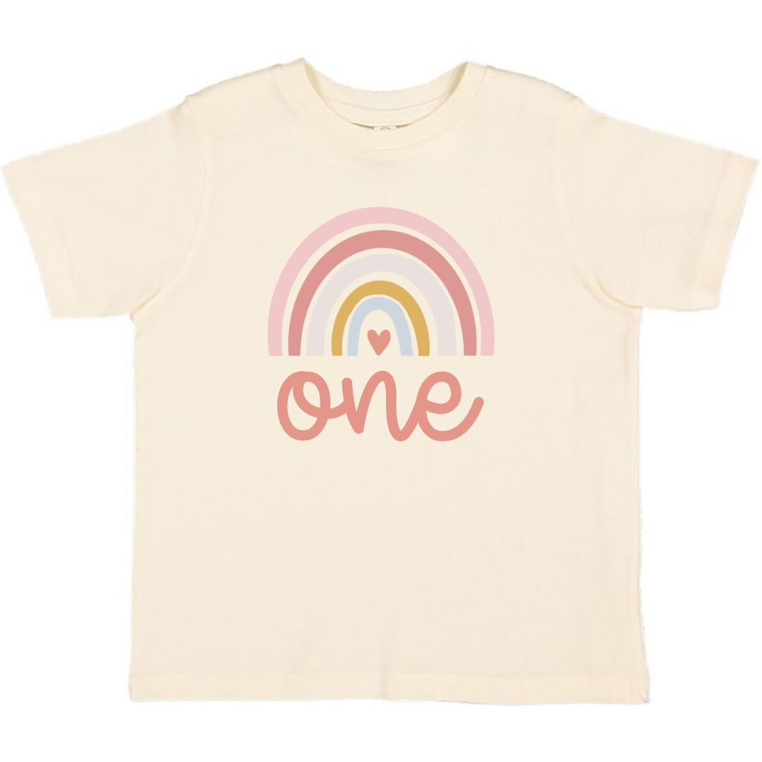 One Boho Rainbow Short Sleeve T-Shirt - Natural