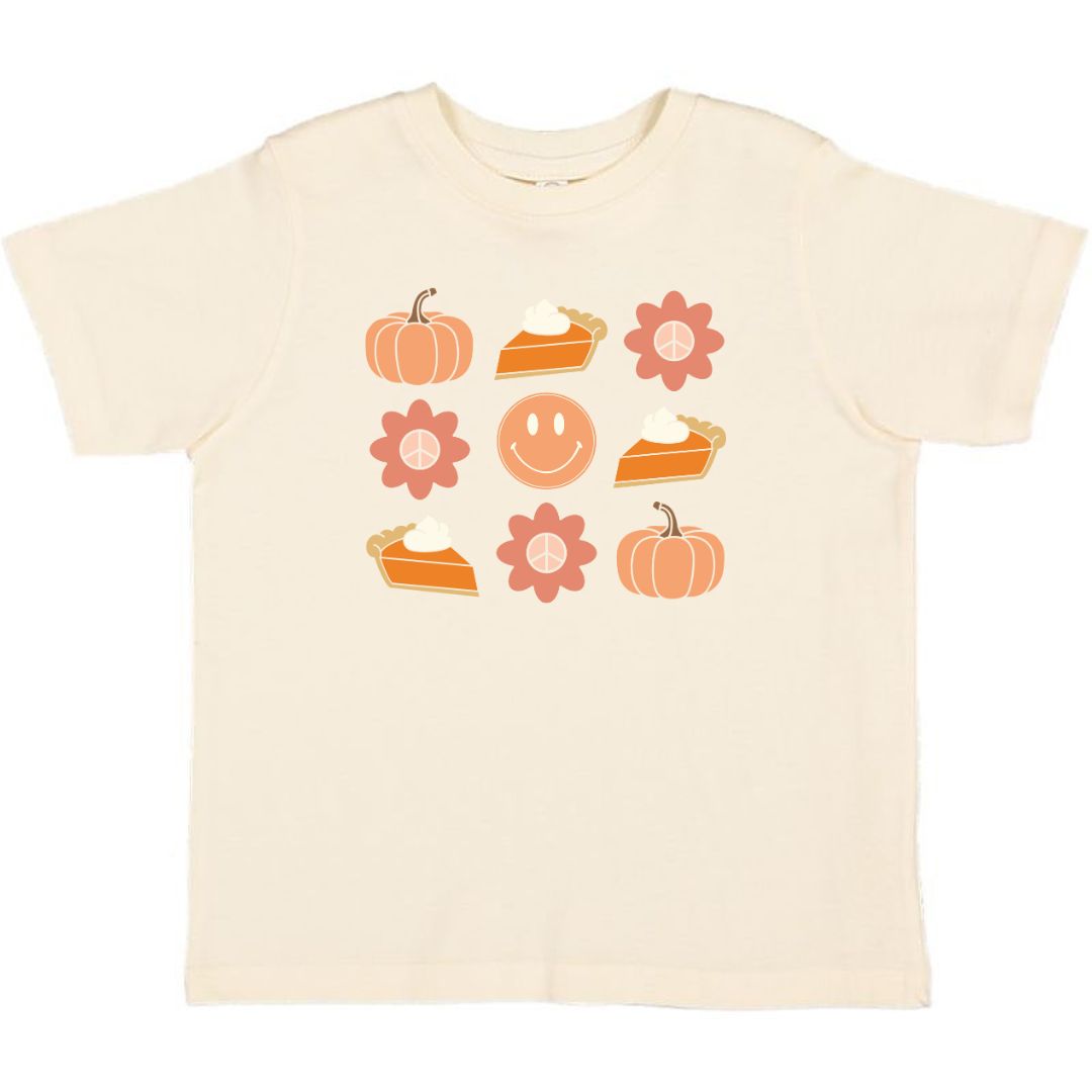 Pumpkin Pie Smiley Thanksgiving Short Sleeve T-Shirt - Natural