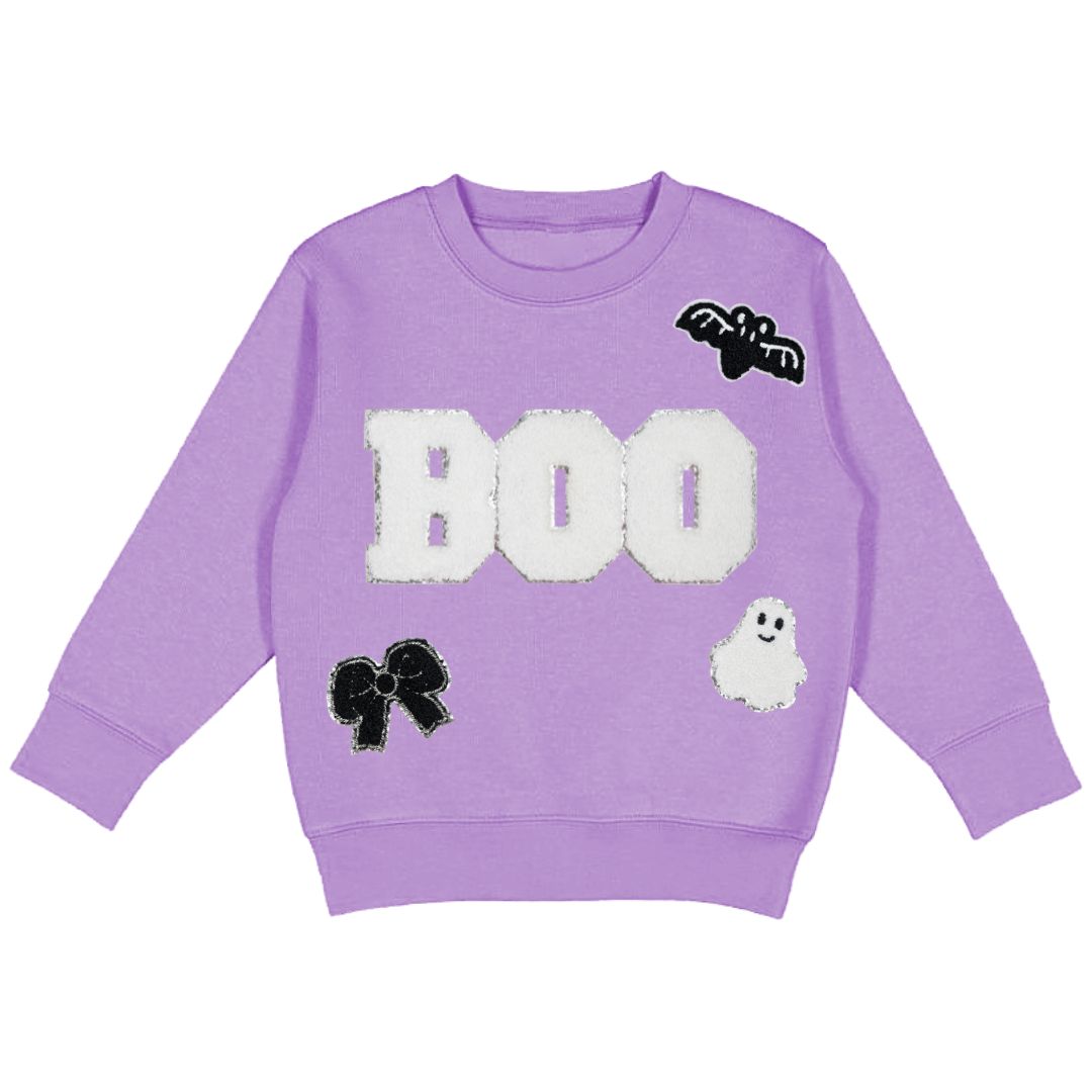 Boo Patch Halloween Sweatshirt - Lavender