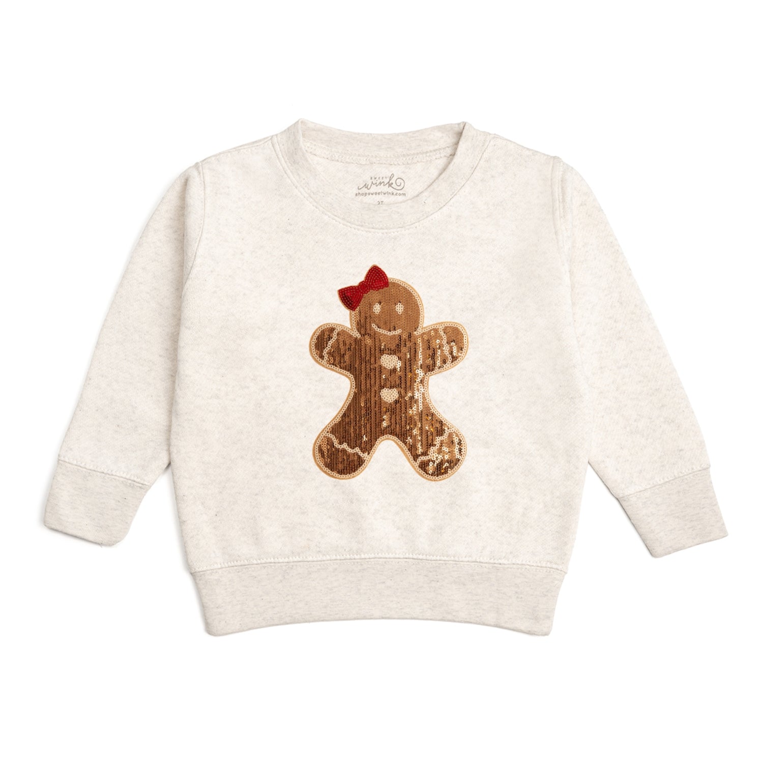 Gingerbread Sequin Patch Christmas Sweatshirt Natural – Sweet Wink