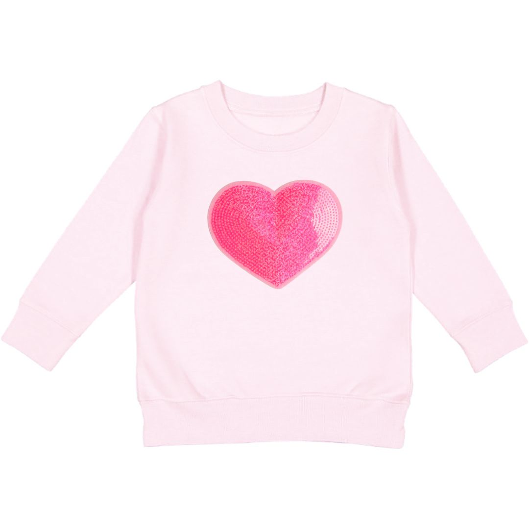 Heart Sequin Patch Sweatshirt - Ballet