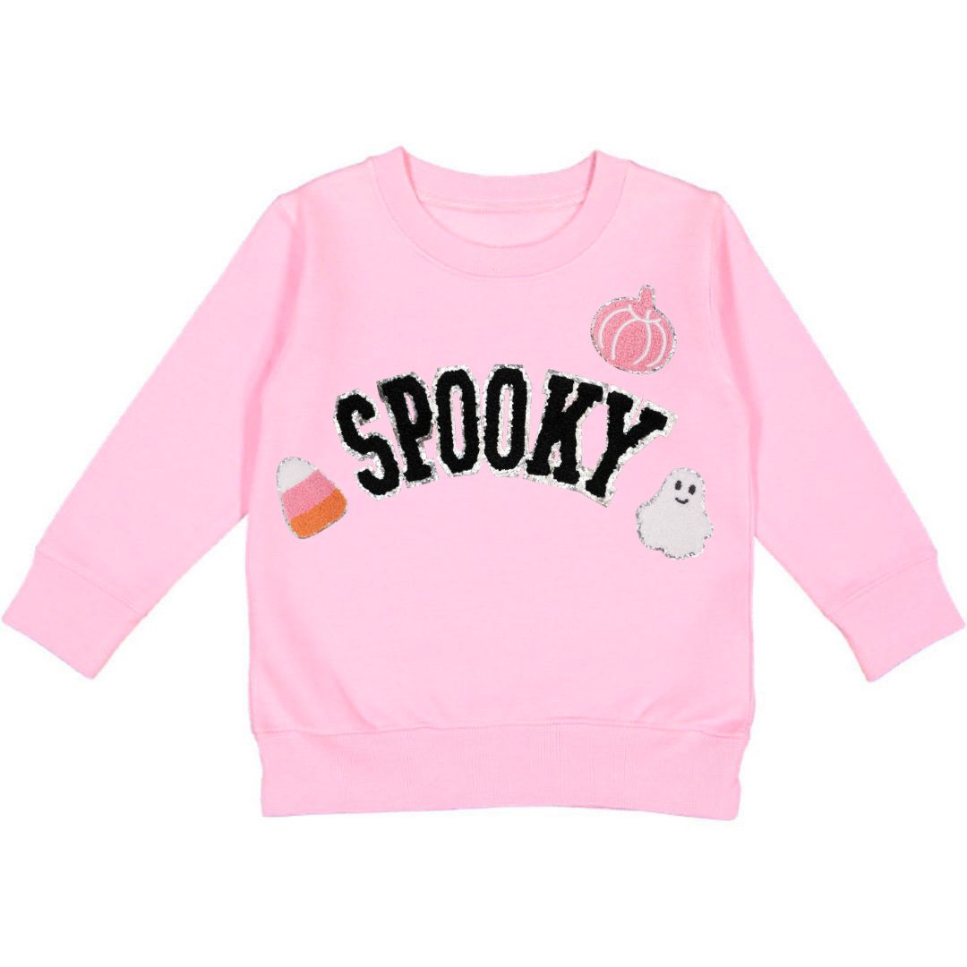 Spooky Patch Halloween Sweatshirt - Pink