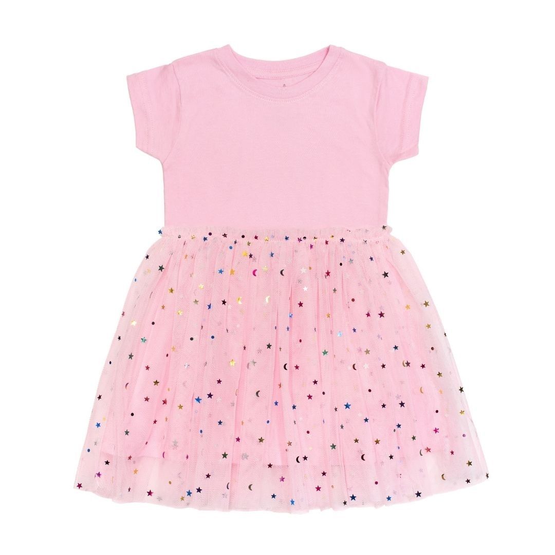 Pink Star Short Sleeve Dress