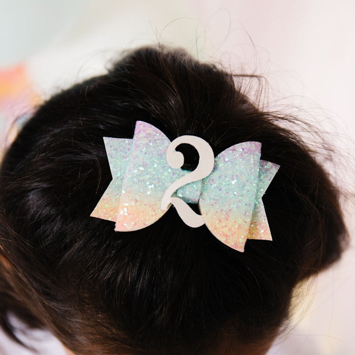 Pastel Rainbow Bow #2 Clip