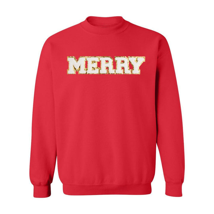 Merry Patch Christmas Adult Sweatshirt - Red