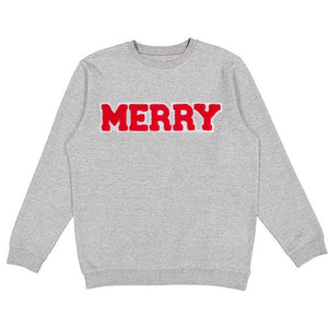 Merry Patch Christmas Adult Sweatshirt - Gray