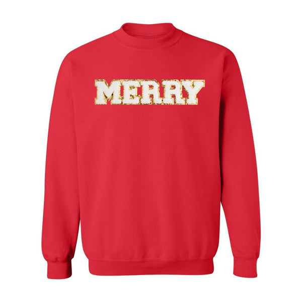 Merry Patch Christmas Adult Sweatshirt - Red